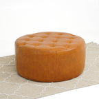 Seletar Tan Leather Ottoman
