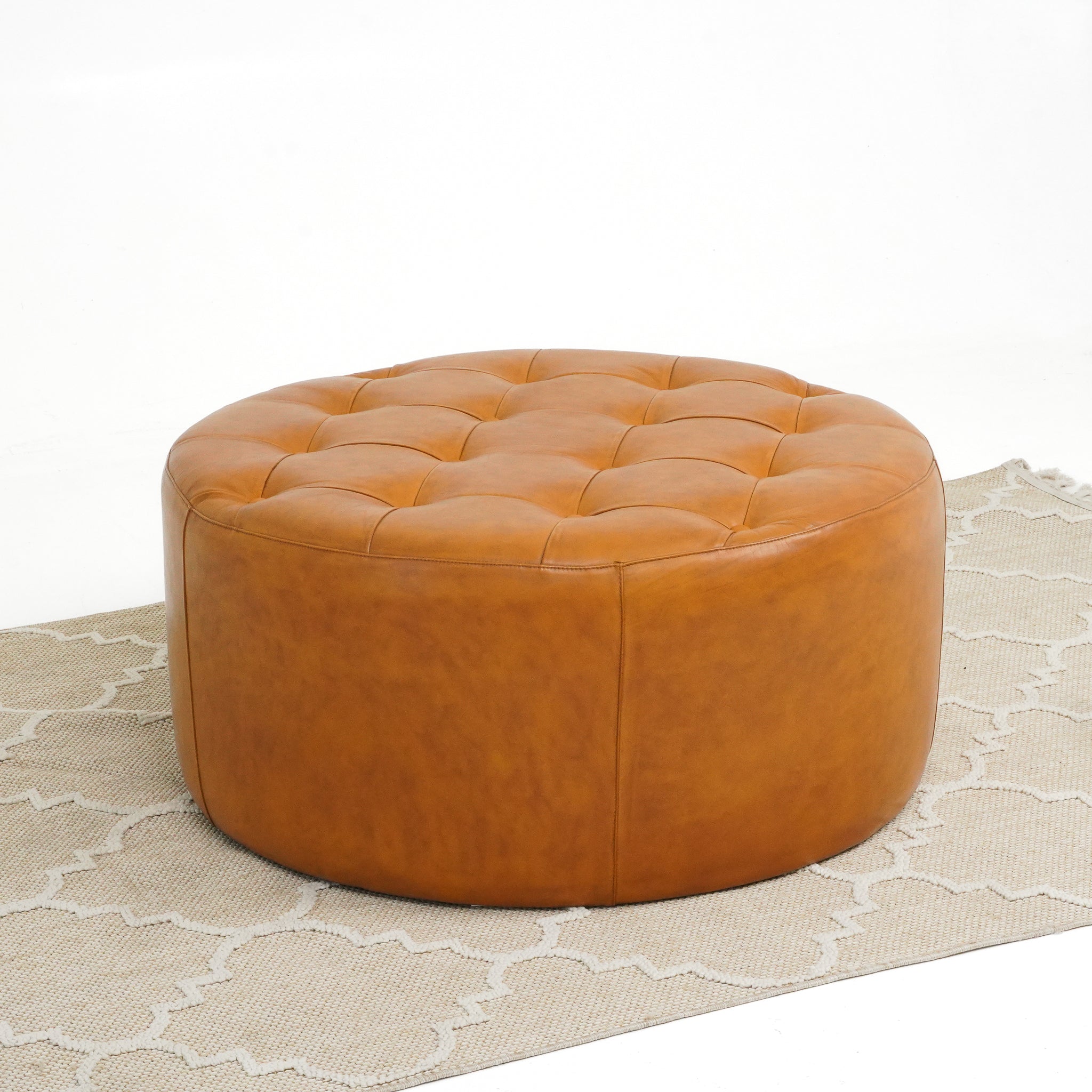 Seletar Tan Leather Ottoman