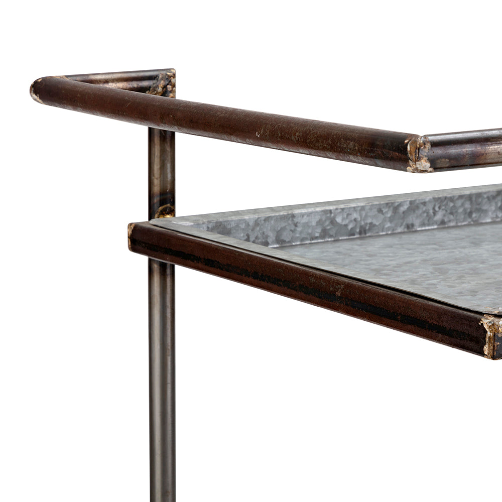 Percy Galvanized Metal Bar Cart