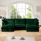 Slipcovered U-Shape Sectional Deep Seat Sofa Couch