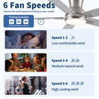 52" Modern Brushed Nickel Finish Reversible Quiet Motor Ceiling Fan