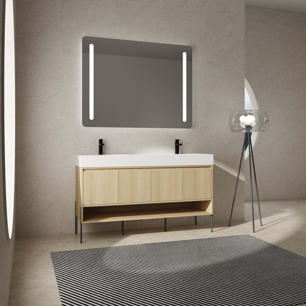 60" Bathroom Vanity Combo with Double Resin Sink