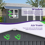 10X8FT Outdoor Steel Storage Shed with Clear Window