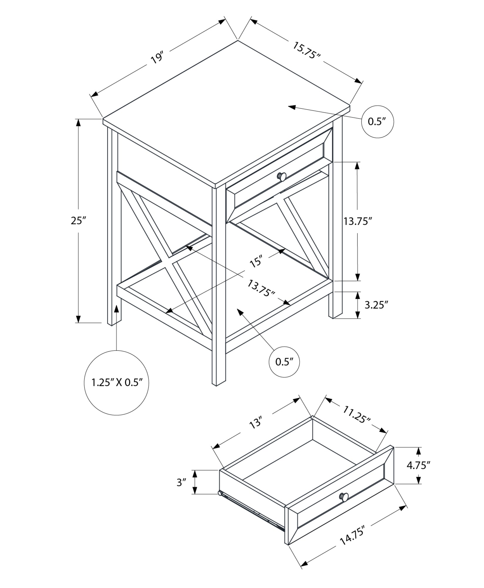 Accent Table – 2-Tier Side Table with Storage Drawer