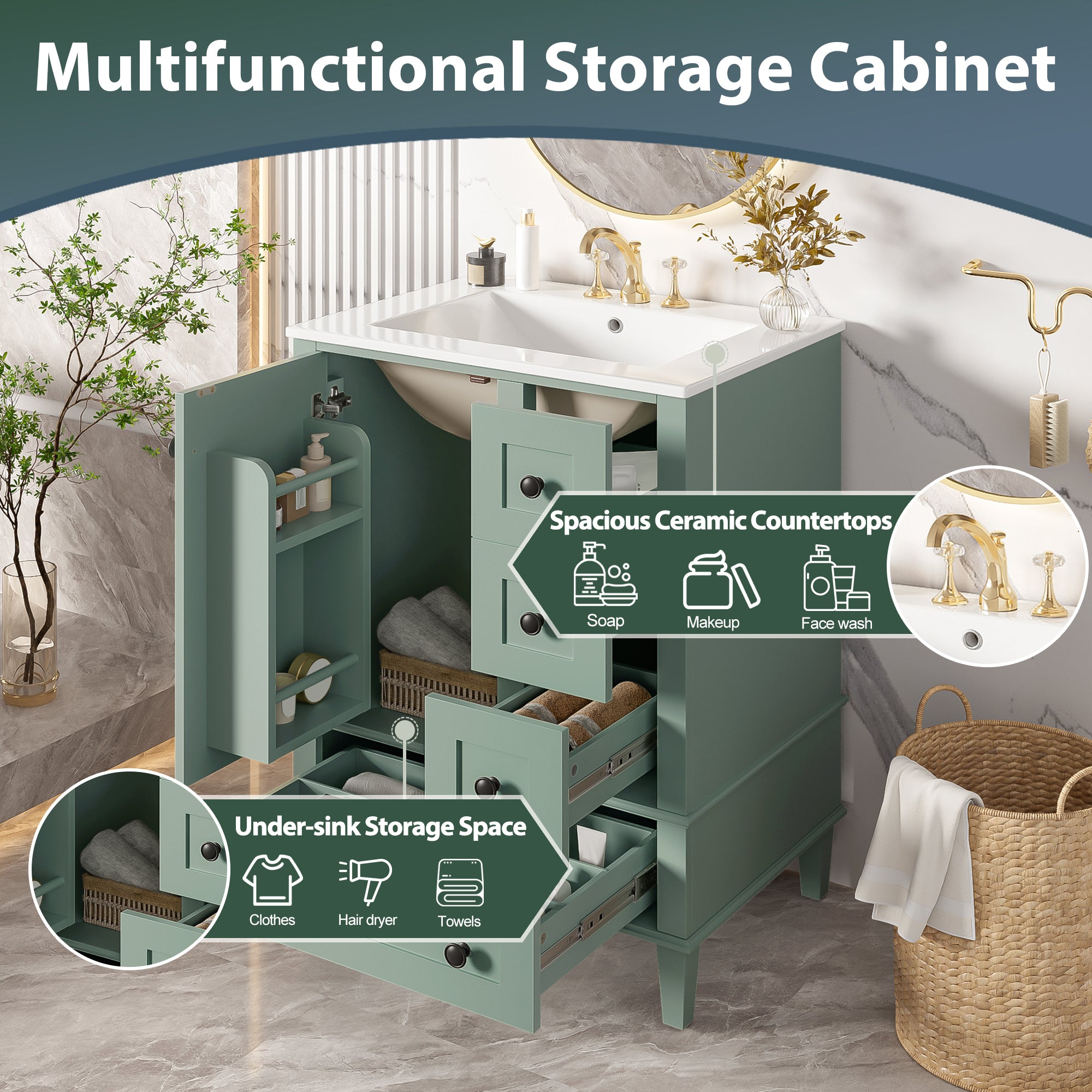 24-Inch Light Bathroom Vanity Cabinet