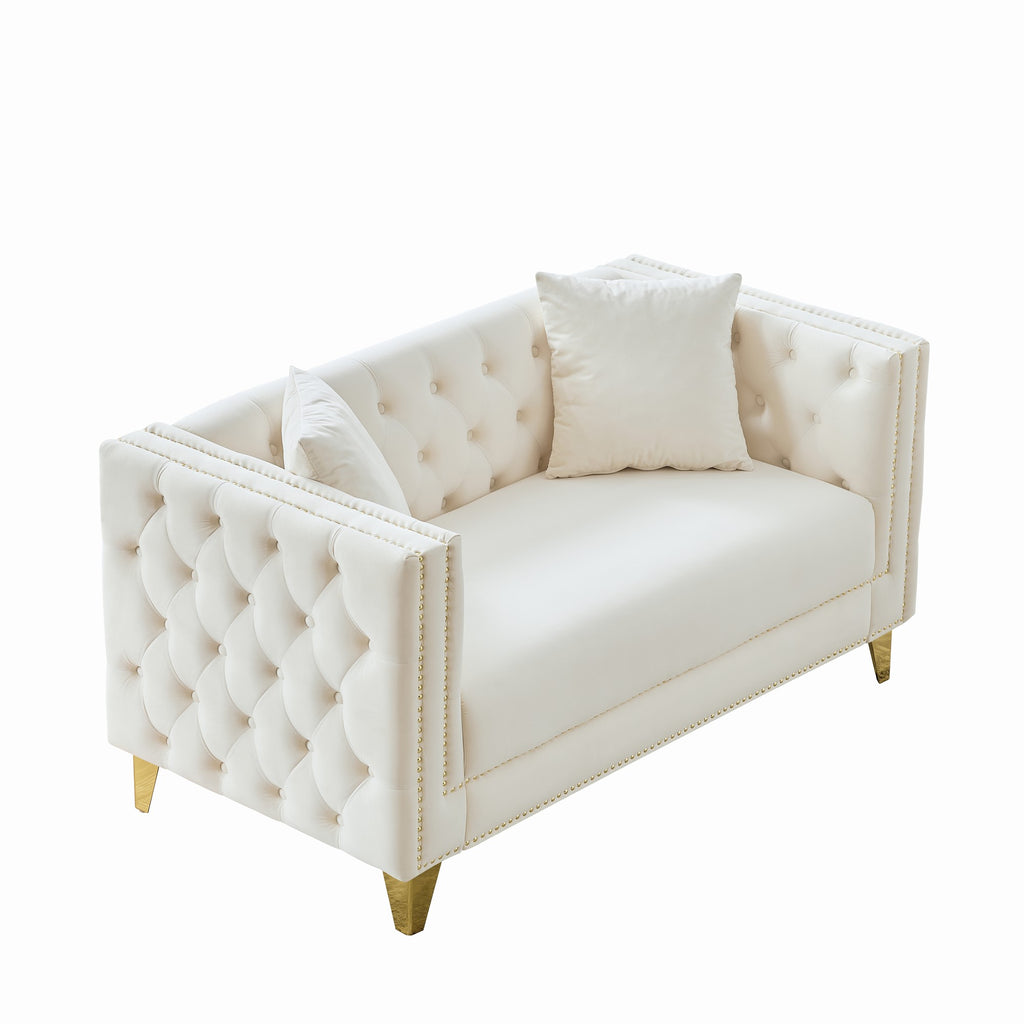 58" Chesterfield Velvet Sofa - Elegant 2 Seater Couch