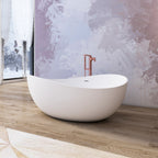 63 Inch Freestanding Solid Surface Soaking Bathtub