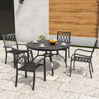 Round Faux Wood Slat Patio Table 47" with Umbrella Hole
