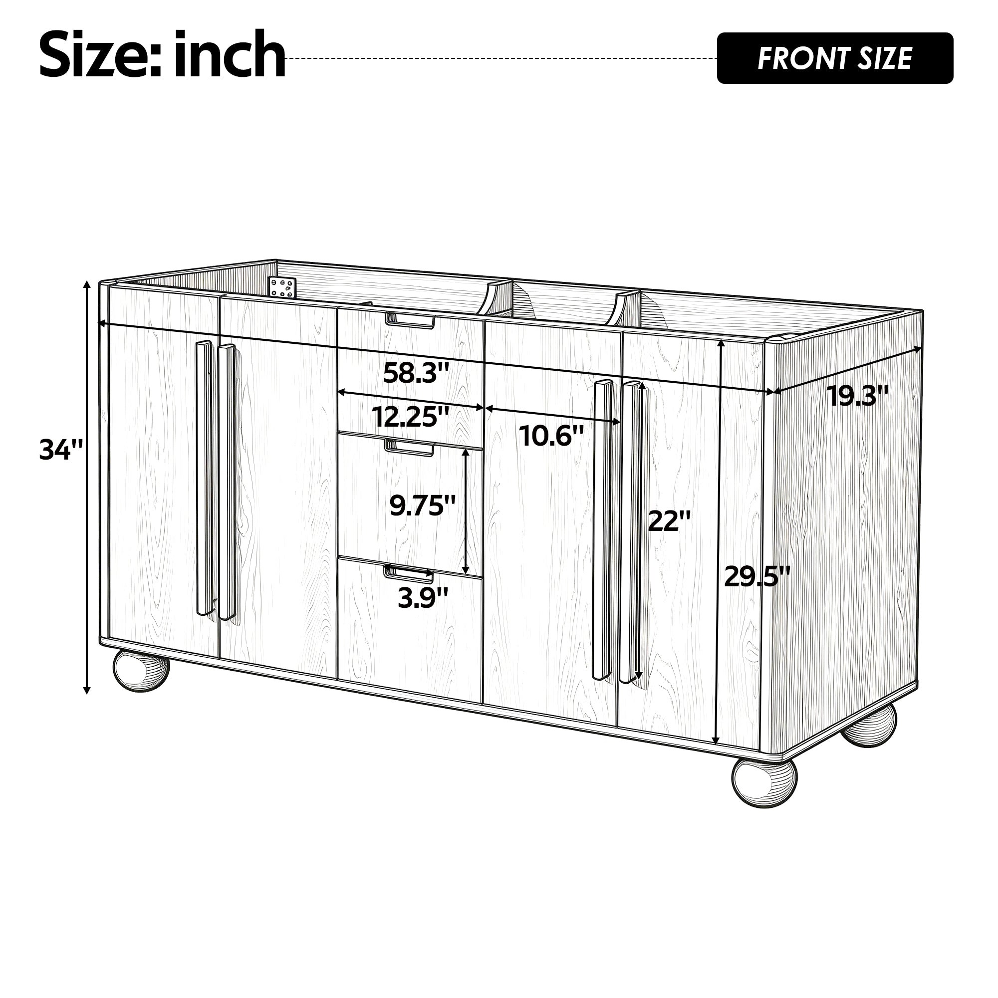 58.3" Bathroom Vanity Cabinet Only Without Vanity Top