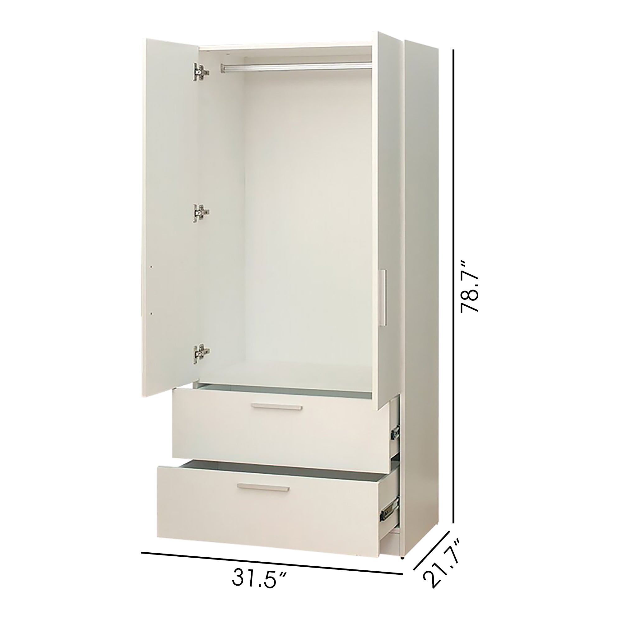 Emma Two-Door Wood Closet with Two Drawers