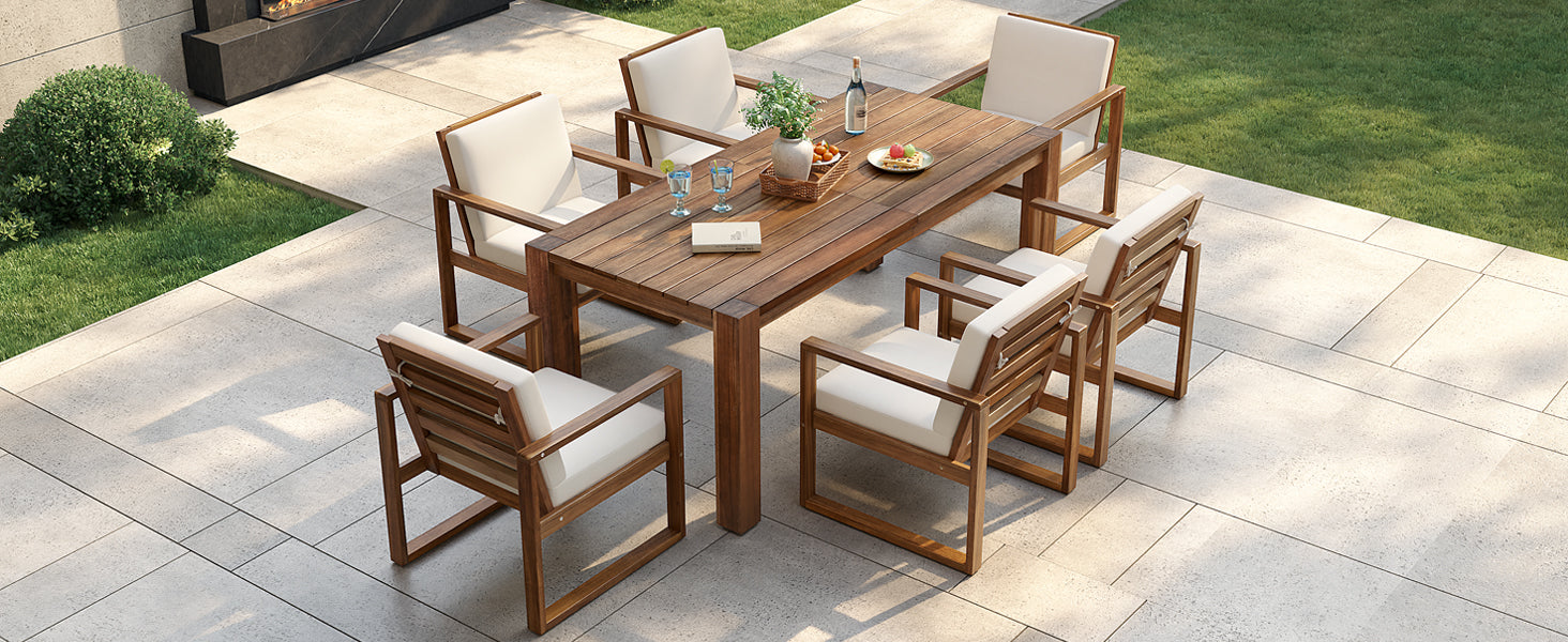 TREXM Patio Table and Chairs Set, Outdoor Dining Set for 6