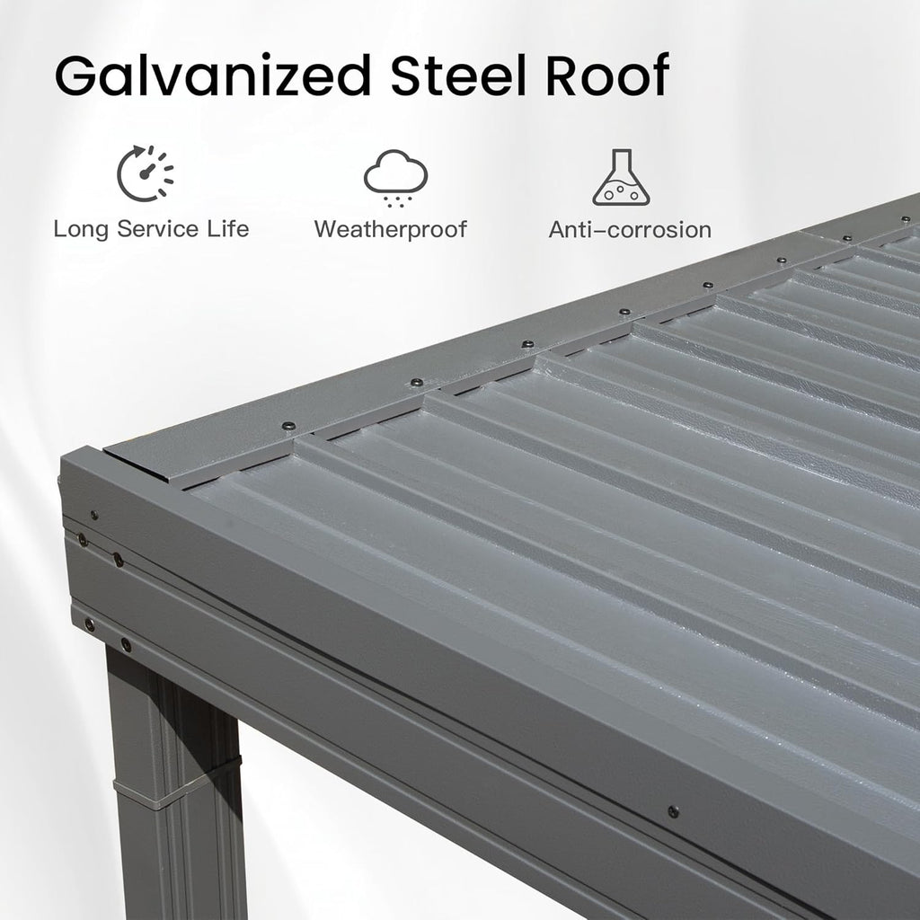 12x20FT Lean To Gazebo with Galvanized Steel Roof