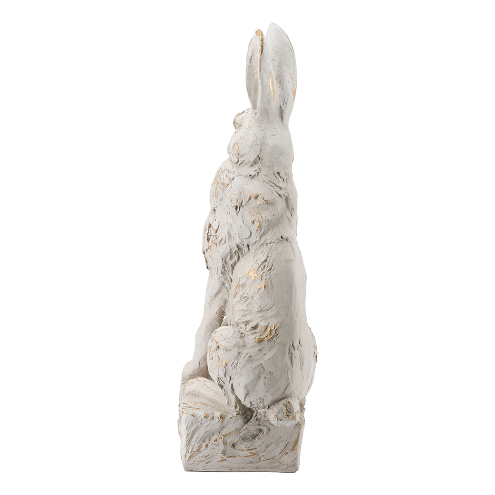 Large Magnesium Sitting Rabbit Figurine with Antique Finish