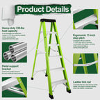 Fiberglass Ladder with Tool Tray, 330lbs Capacity and 7 Steps