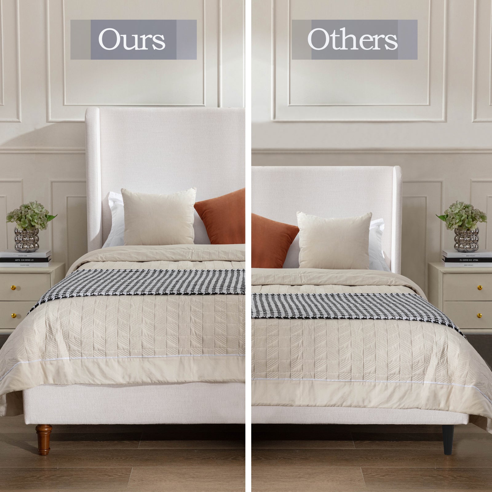 Hayden Upholstered Wingback Bed - King Size
