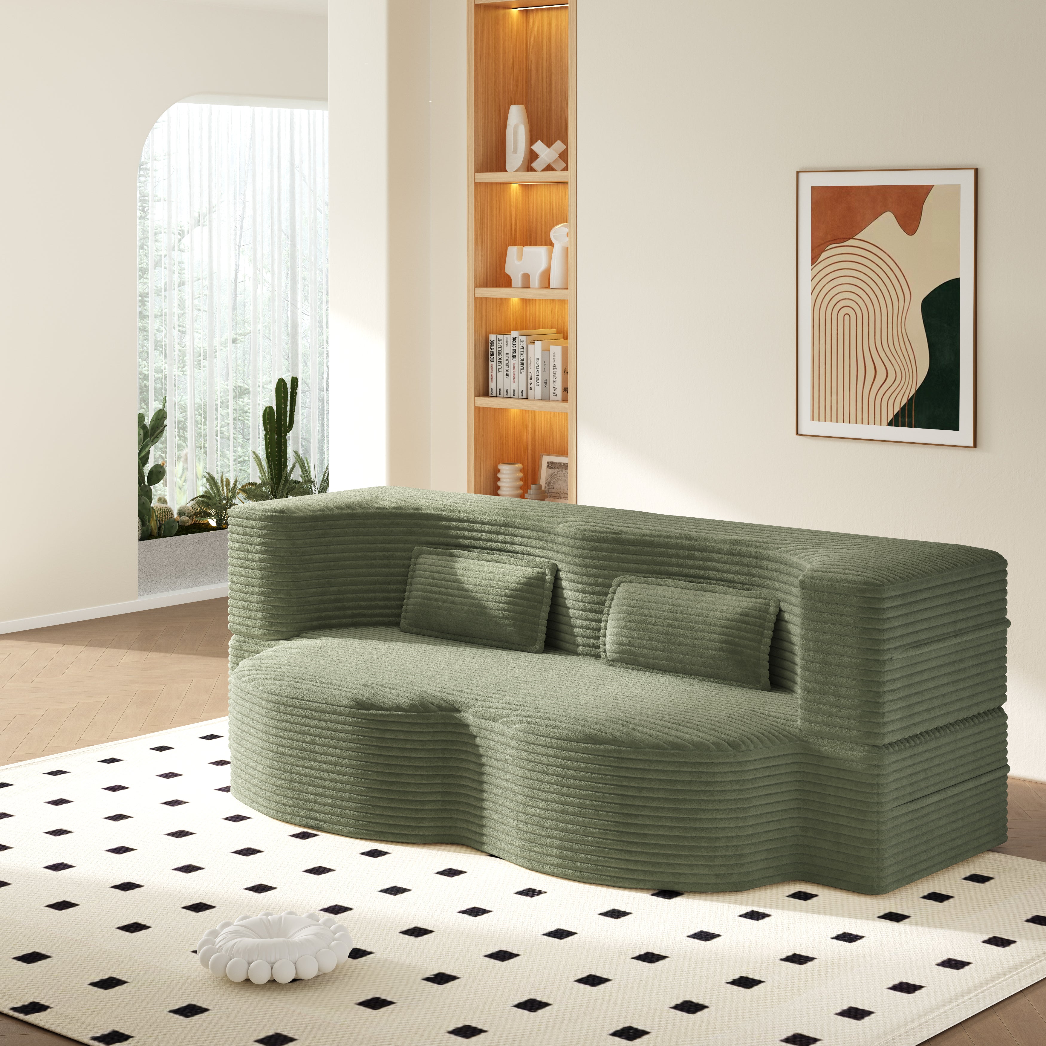 Modern Floor Sofa with 2 Pillows