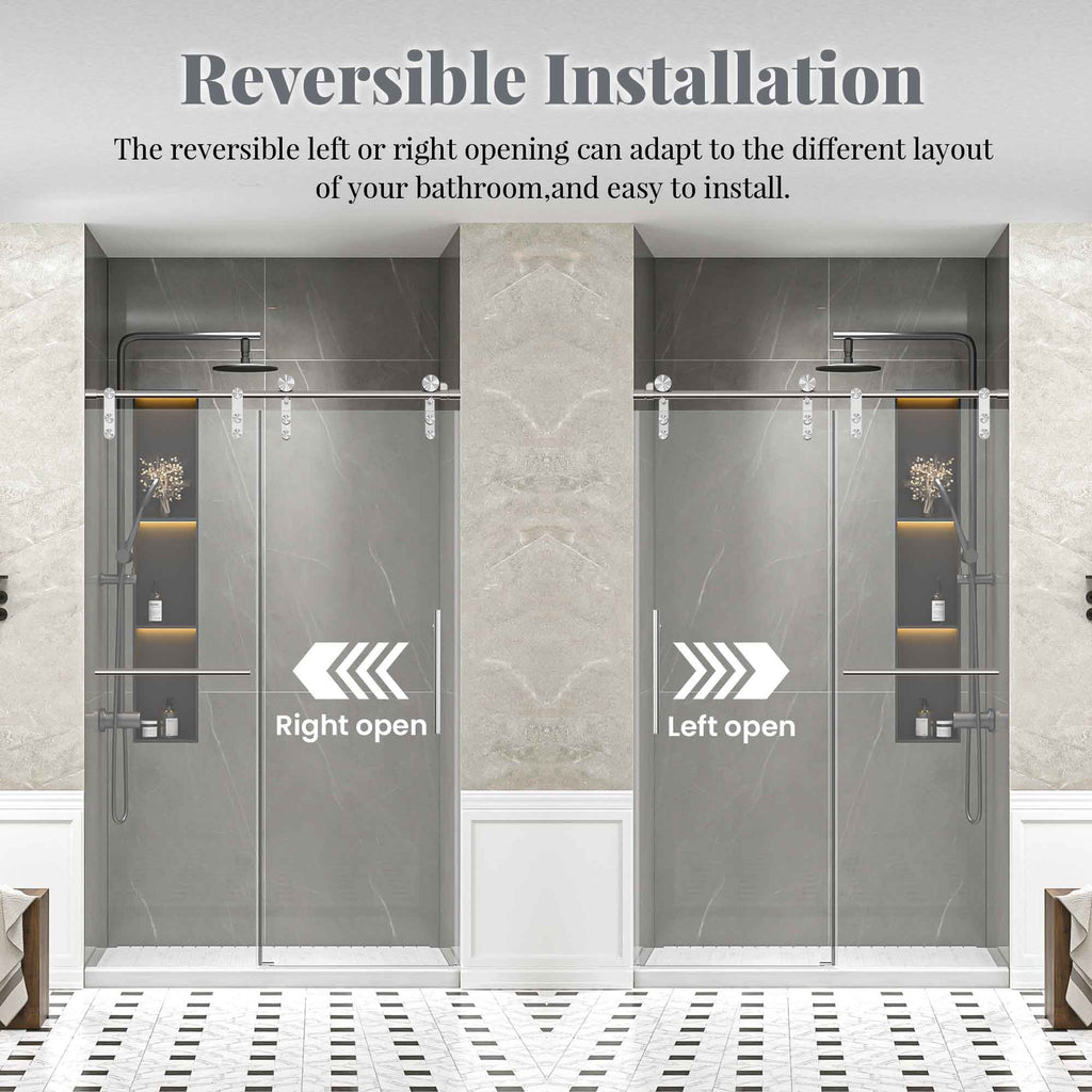 Frameless Single Sliding Shower Doors Without Soft-Close