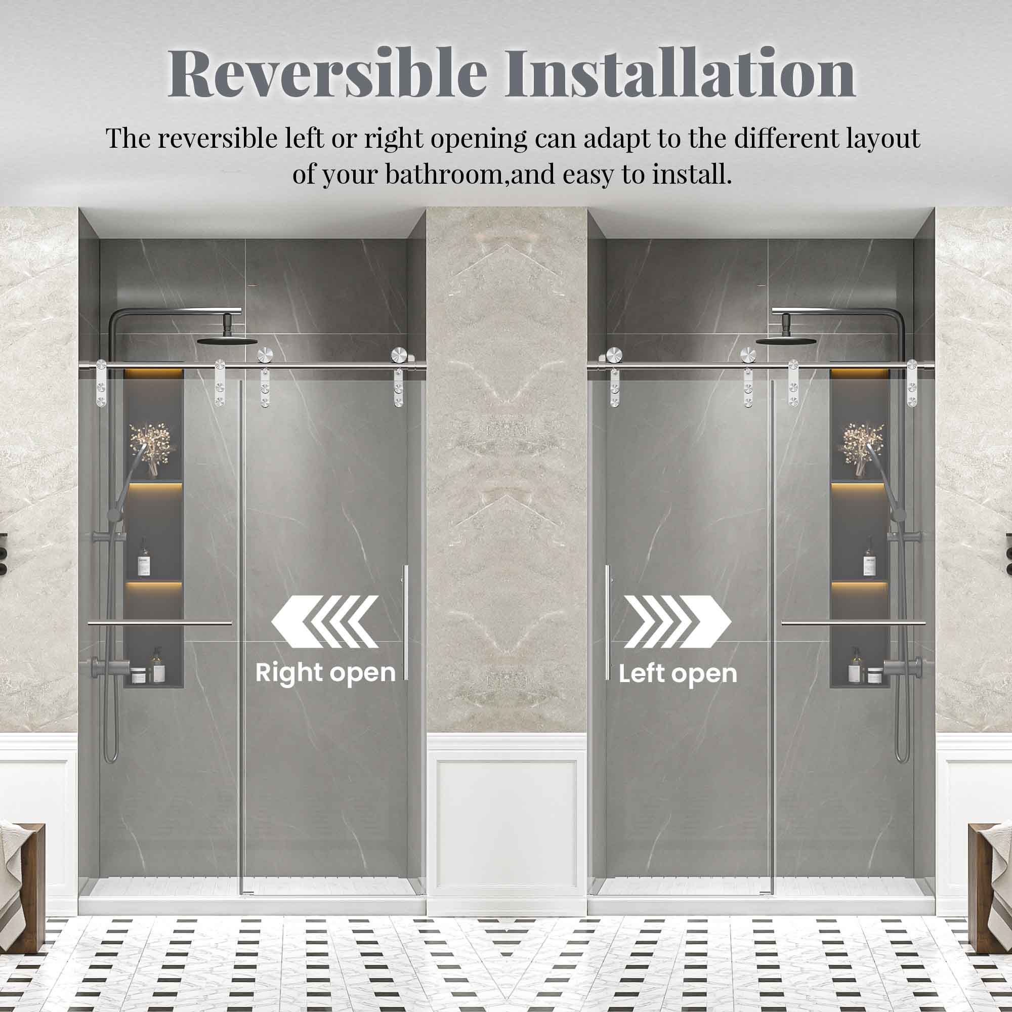 Frameless Single Sliding Shower Doors Without Soft-Close