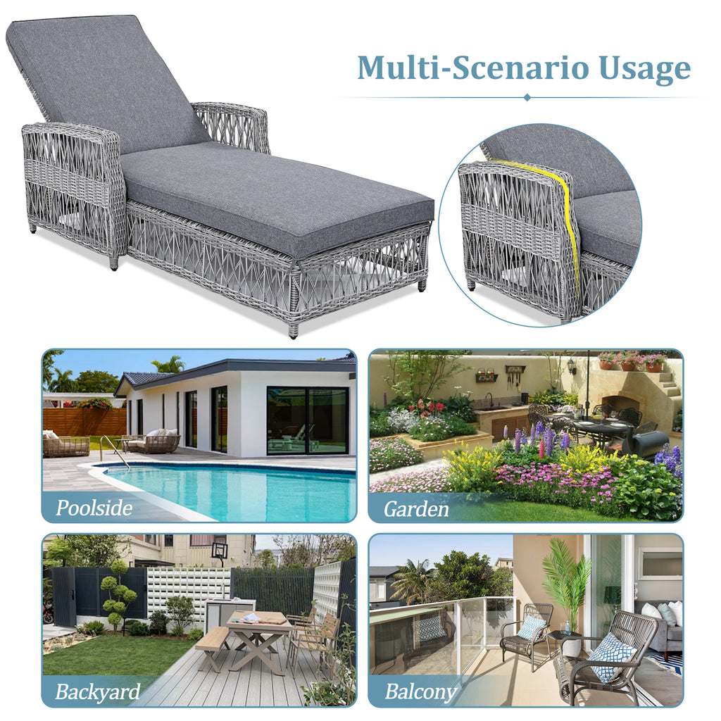 GO 2 Pieces Long Reclining Chaise Lounge Set