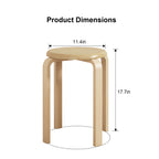 Stackable Bentwood Stool Set of 4, 18" Round Stacking Backless Nesting Stools
