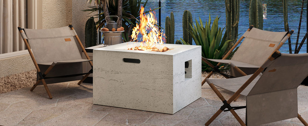 U_Style MGO Outdoor Square Fire Pit Table