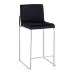 26" Contemporary High Back Counter Stool Set in Stainless Steel