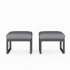 Set of 2 26" All-Weather Aluminum Patio Ottomans Footrests