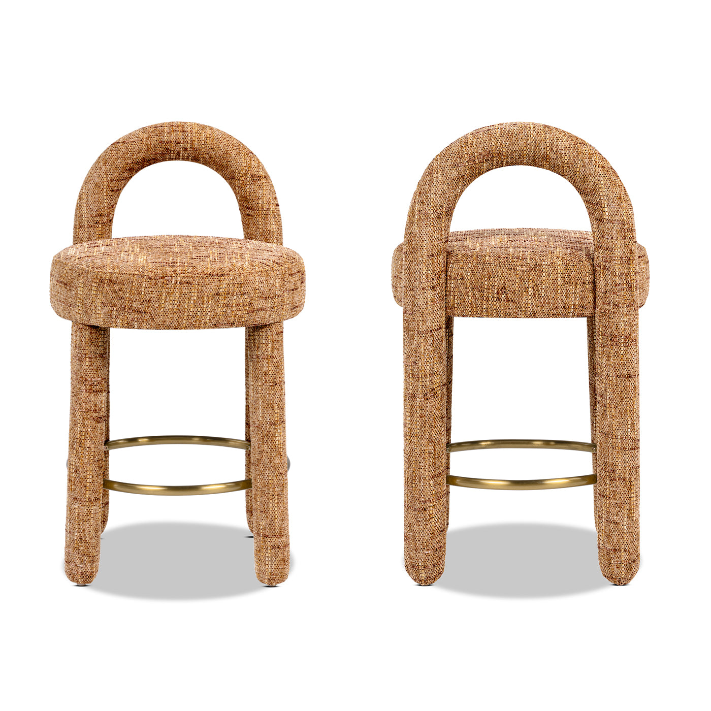 Penny Round Arched Fully Upholstered Counter Stool Set of 2, Golden