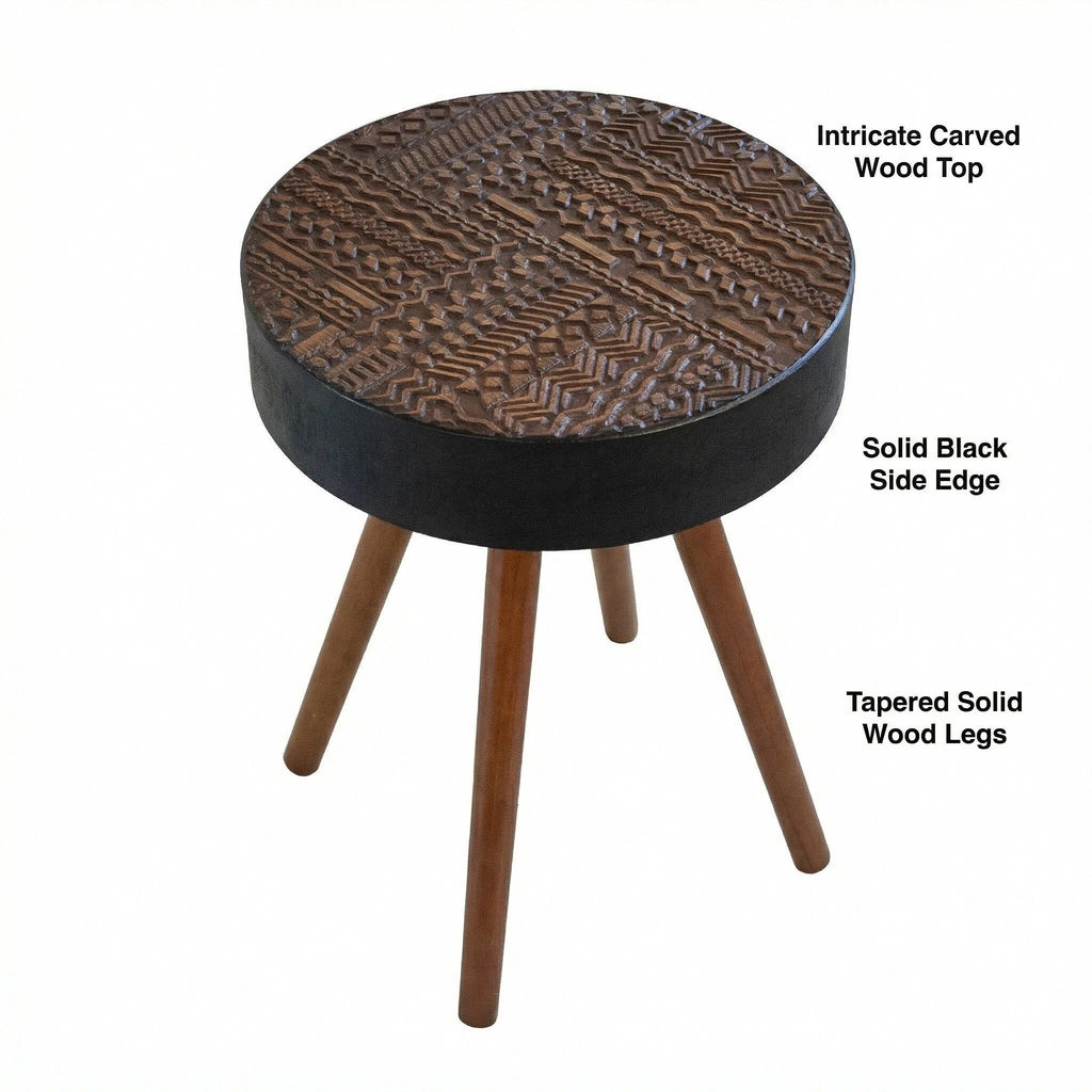 15.7" Round Small Drink Table with Solid Wood Legs