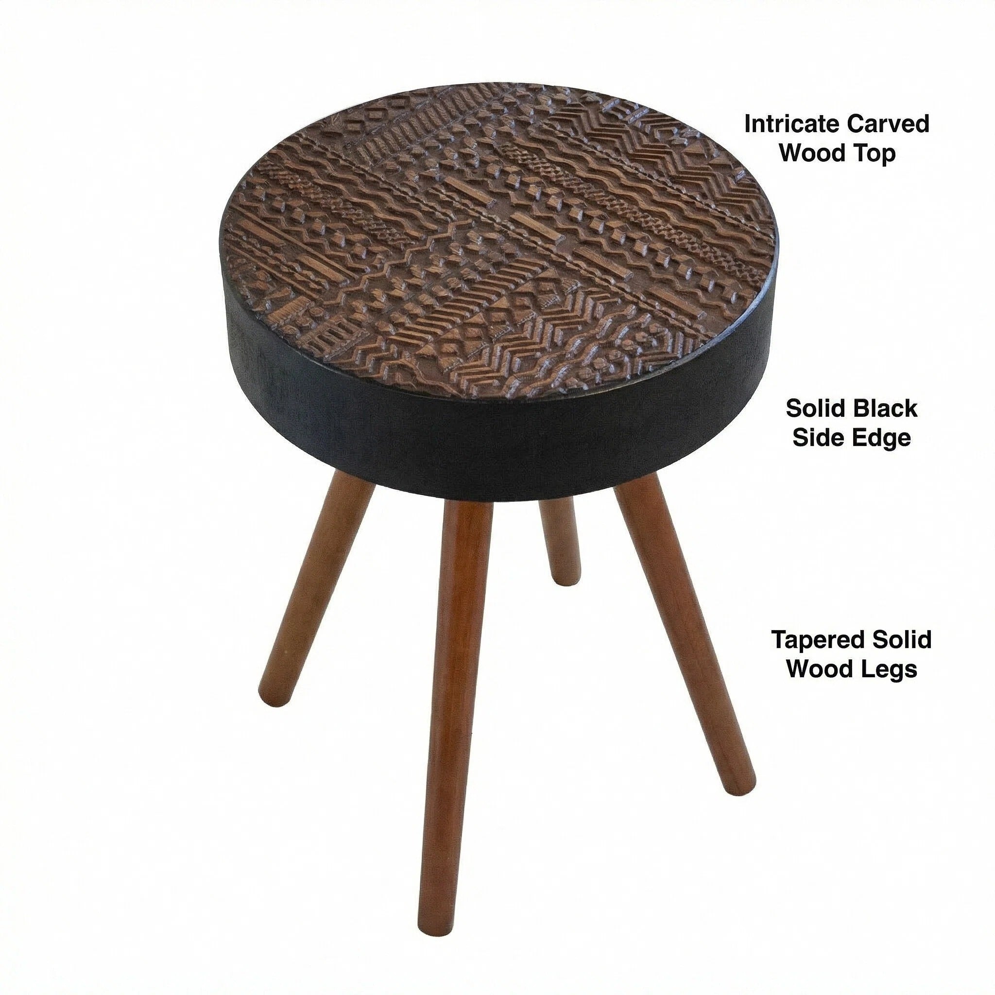 15.7" Round Small Drink Table with Solid Wood Legs