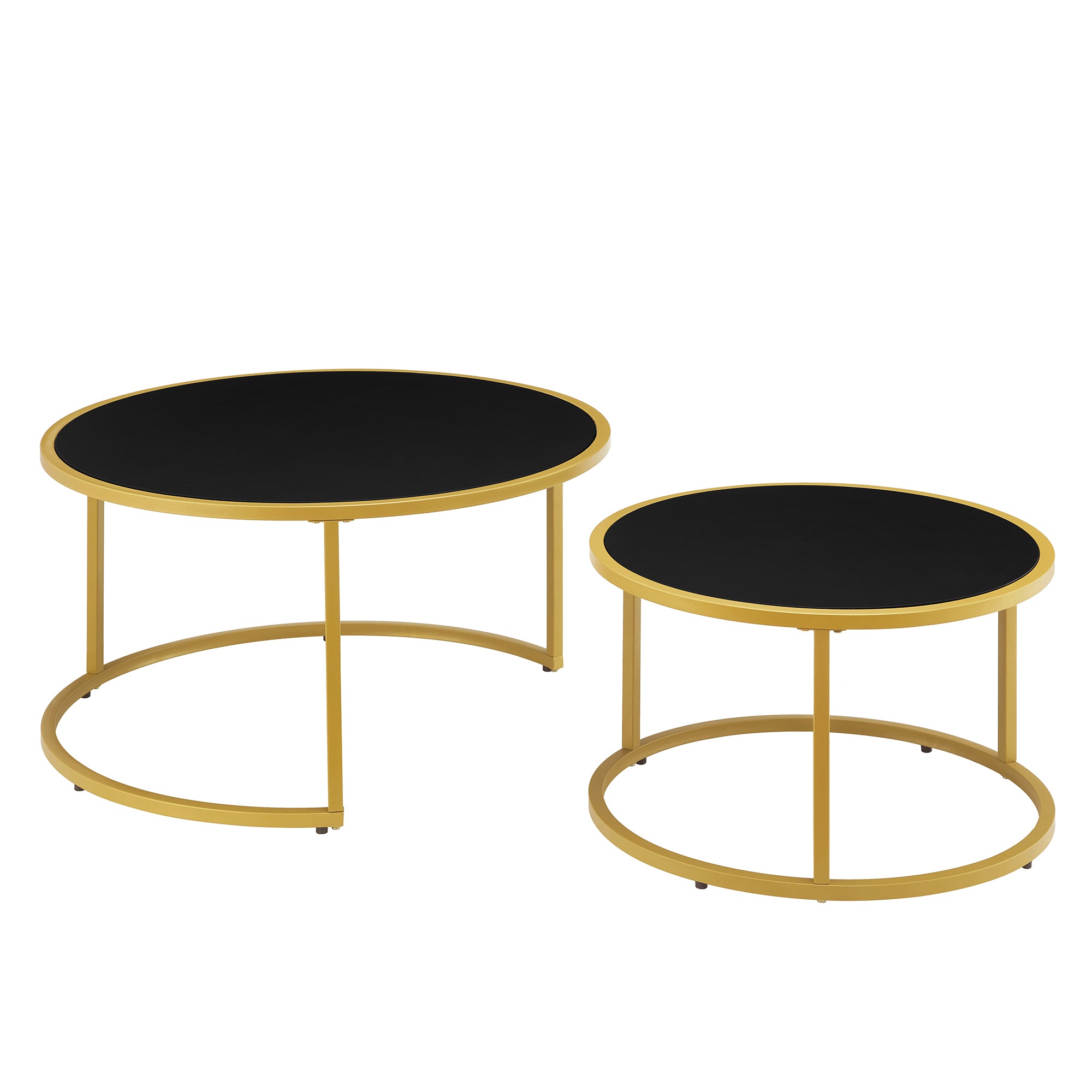 Modern Faux Leather Nesting Round Coffee Table Set