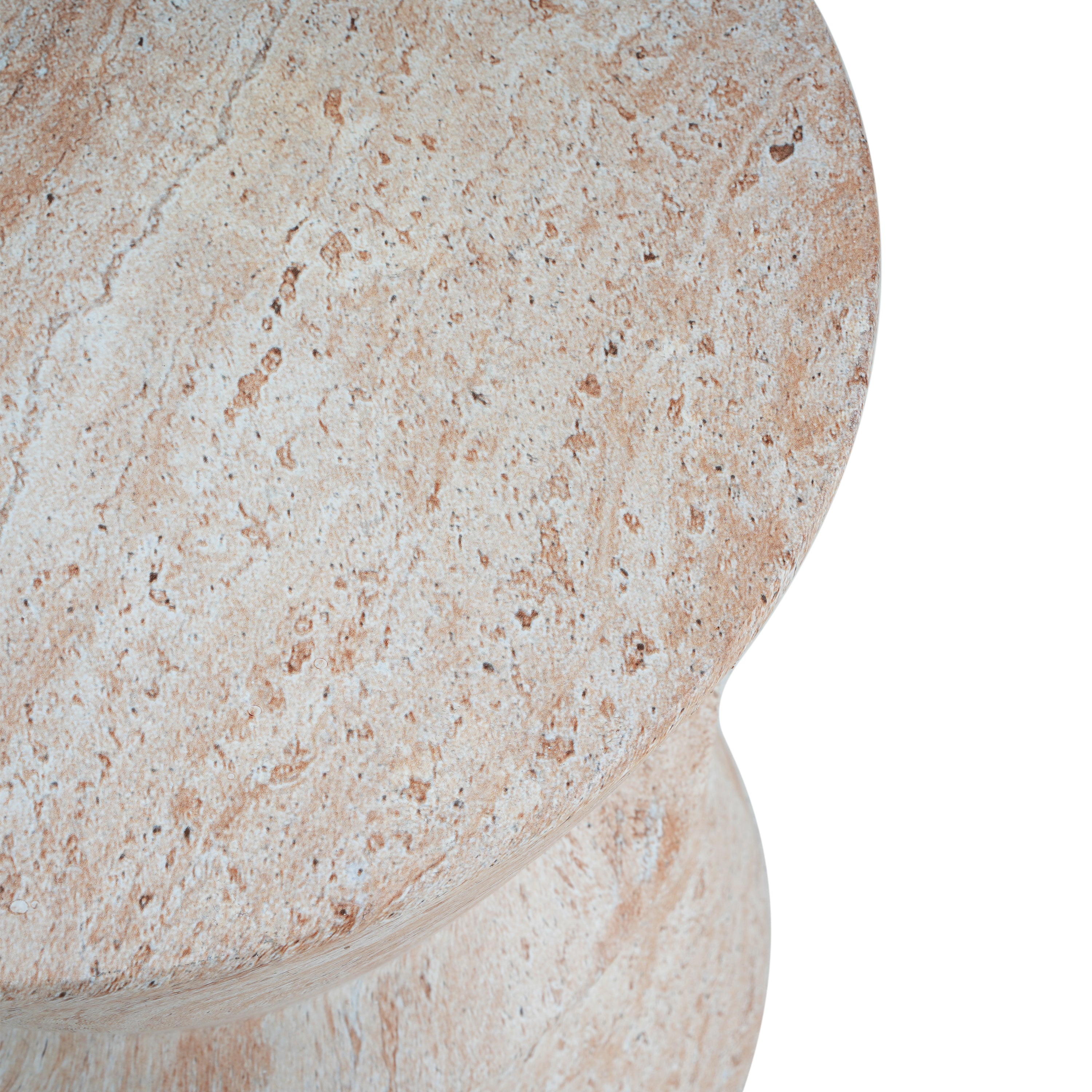 Outdoor Indoor Lightweight Concrete Side Table, Travertine Finish