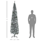 9ft Flocked Pencil Christmas Tree with Faux Snow