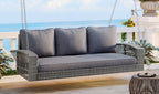 GO 69" PE Wicker 3-Person Porch Swing