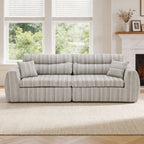 Chenille Stripe Fabric Compressed Sponge Sofa, 3-Seater