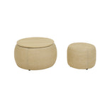 Round Storage Ottoman, Woven Rattan Fabric