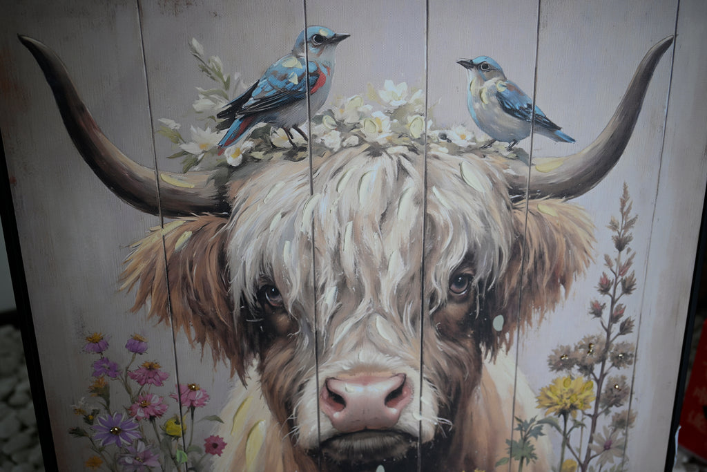 Farmhouse Highland Cow Wall Decor in Neutral Colour
