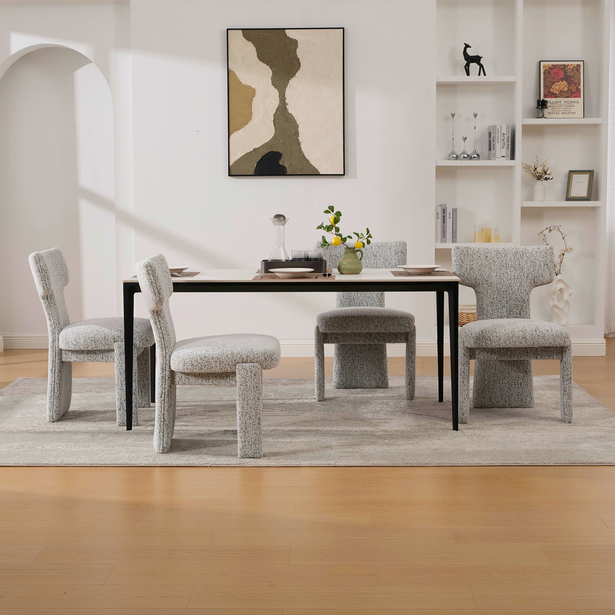 Modern Upholstered Chenille Dining Chair Set of 4