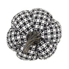 Set of 2 Fabric Black-White Plaid Pumpkin Decor