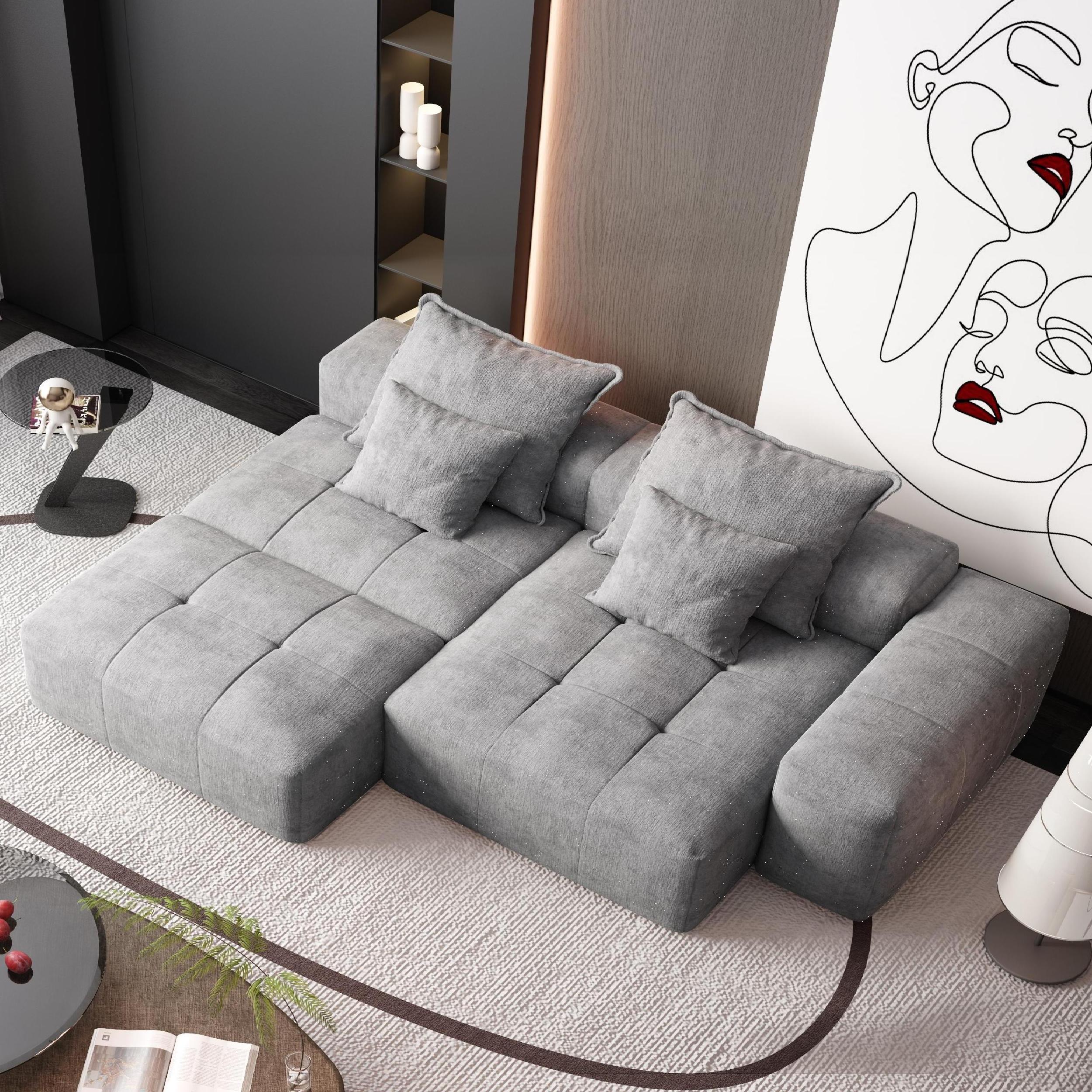 Modern Oversized Modular Sectional Sofa with Ottoman