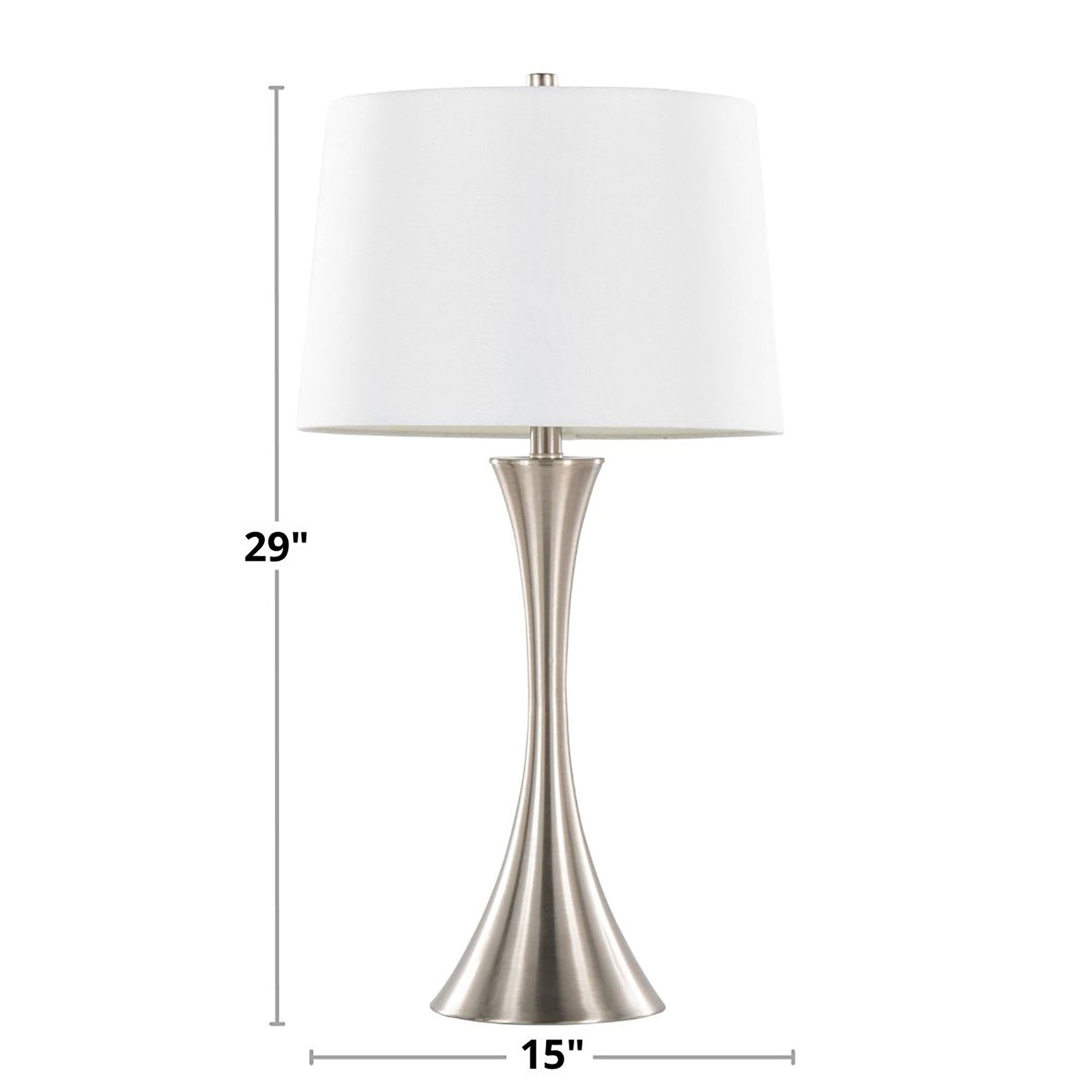 29" Contemporary Metal Table Lamp in Brushed Nickel