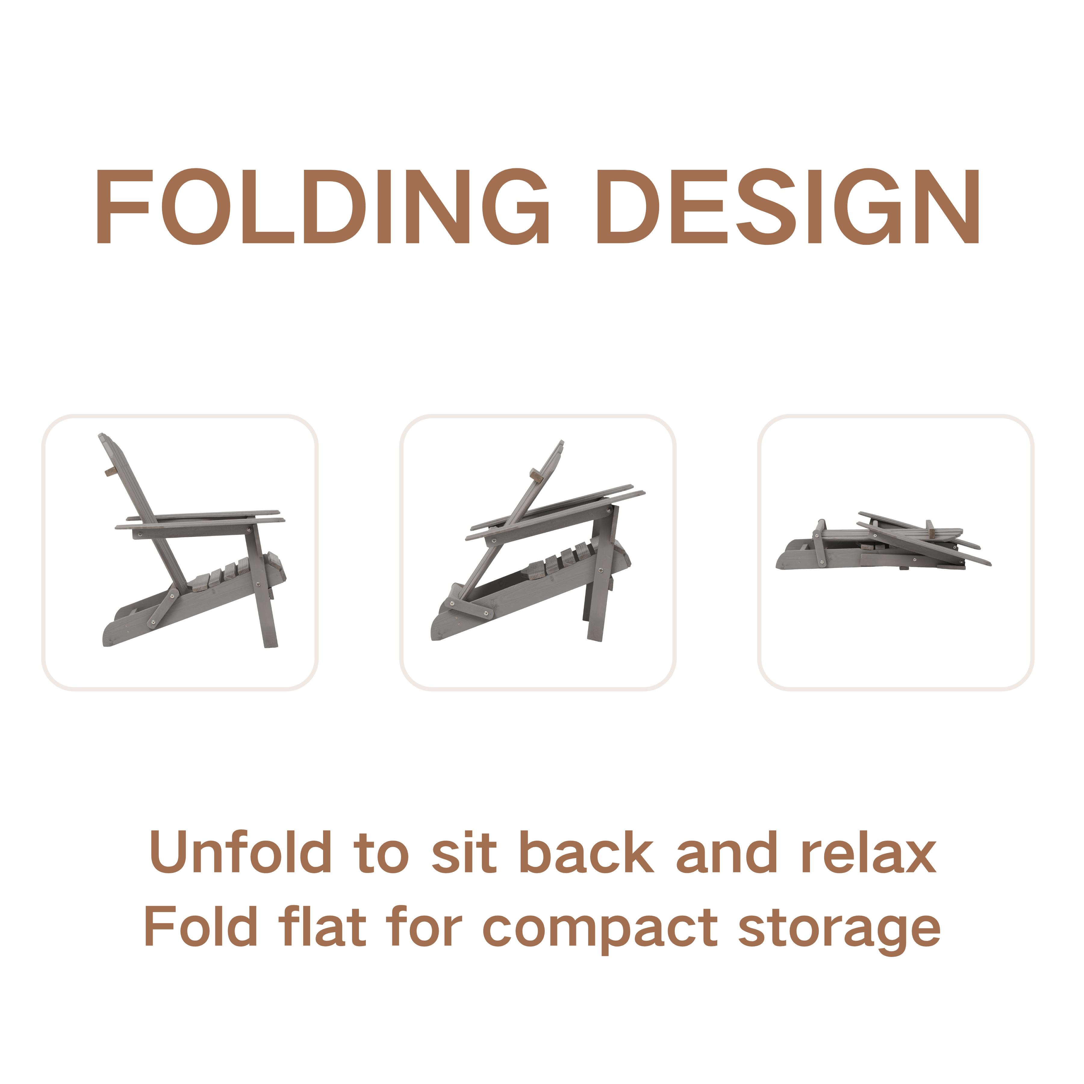 Outdoor Wooden Folding Adirondack Chair Set of 2