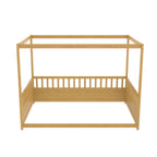 Full Size Canopy Bed Frame with Guardrails for Kids