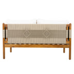 Outdoor Acacia Wood Loveseat with Diamond Rope Weave & Cushions