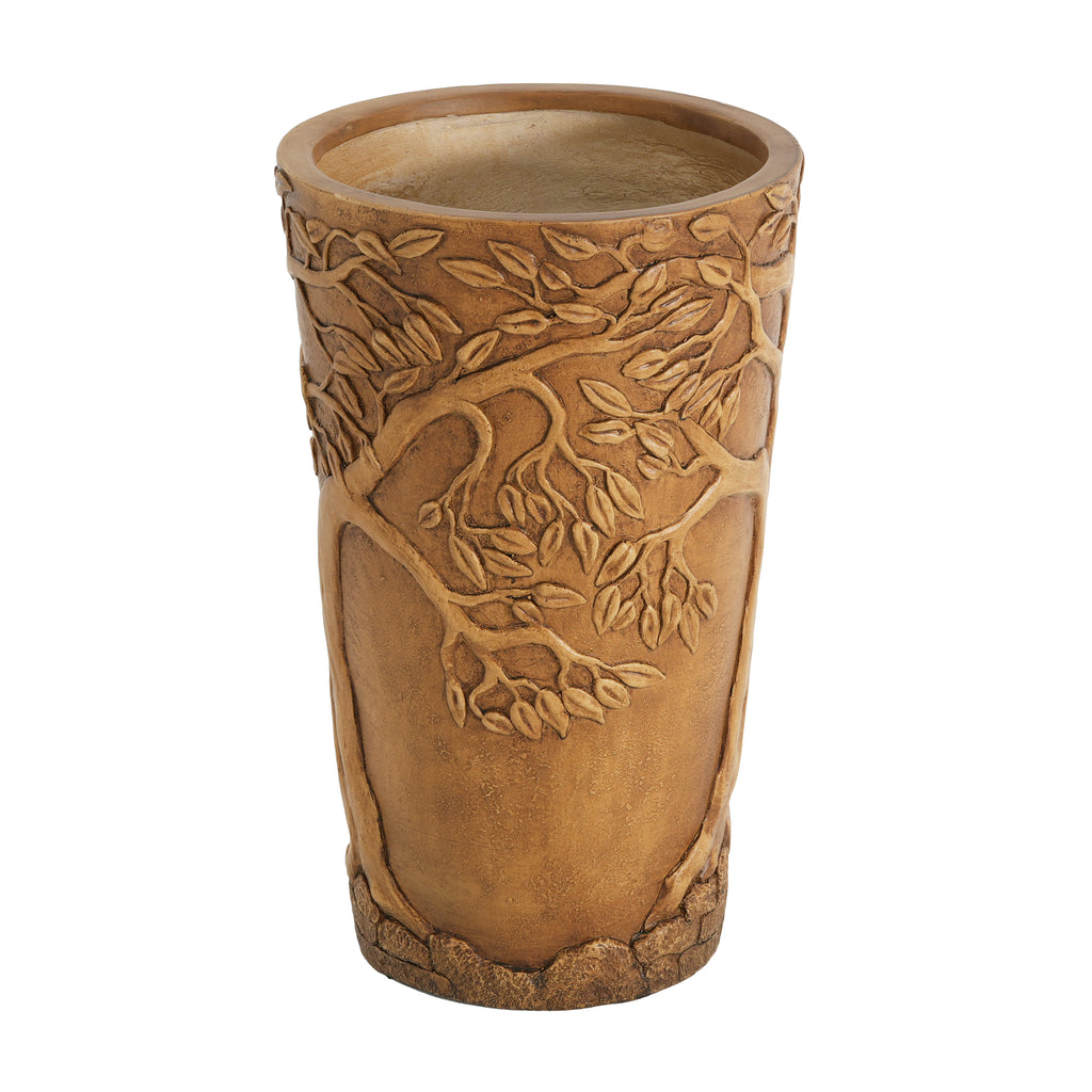 Tall Antique Bronze Tree-Embossed MGO Planter