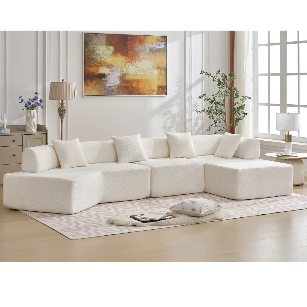 Modern Minimalist 140" L-Shape Couch
