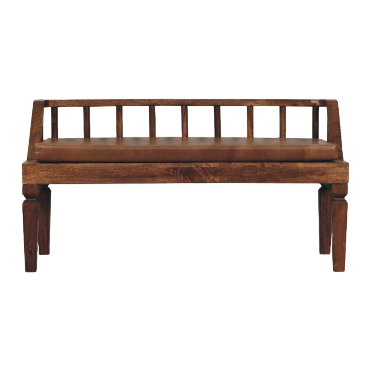 Artisan Furniture Solid Wood Bordeaux Leather Bench