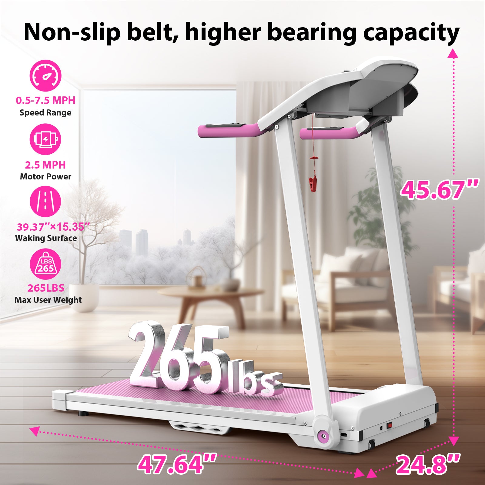 Foldable Treadmill 2.5HP Electric Folding Running Machine