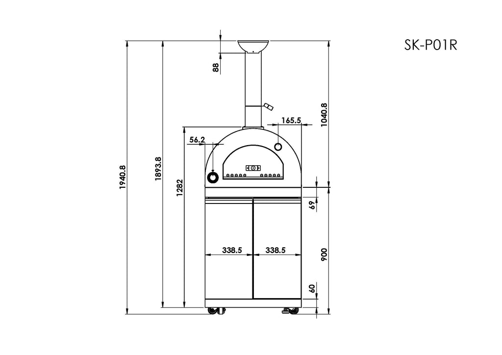 Stainless Steel Gas Pizza Oven 35000 BTU for 16 Inch Pizza