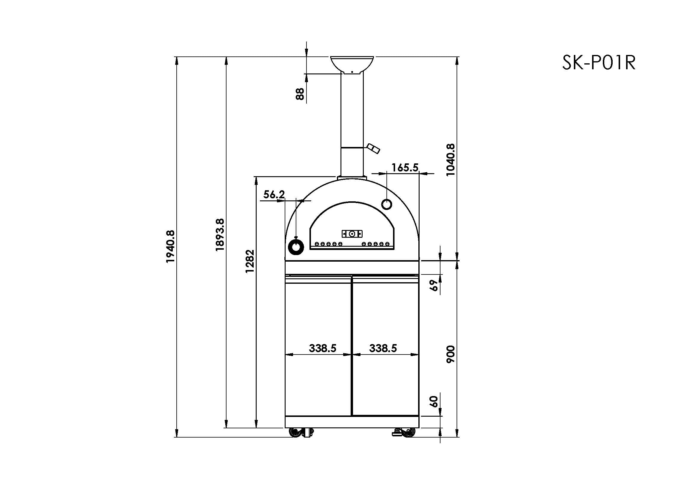 Stainless Steel Gas Pizza Oven 35000 BTU for 16 Inch Pizza